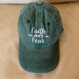 Unisex: Faith Over Fear” Embroidered Baseball Cap - Forest Green